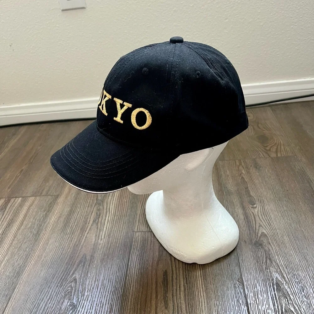 Black Cap with Gold 'TOKYO' Embroidery - Picture 2 of 9
